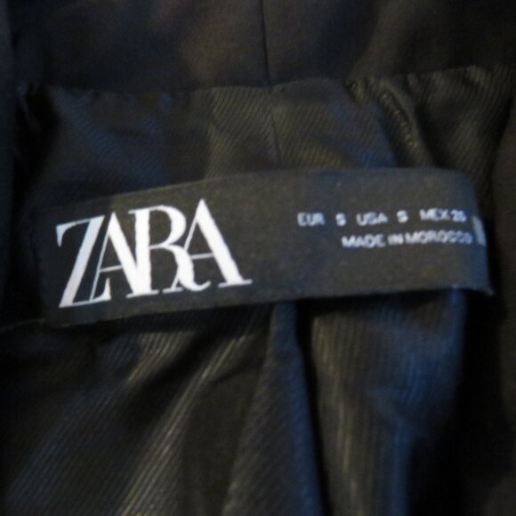 ZARA Double Breasted Long Blazer Jacket in Black Minimalist Blogger Fave Sz S - Picture 14 of 14